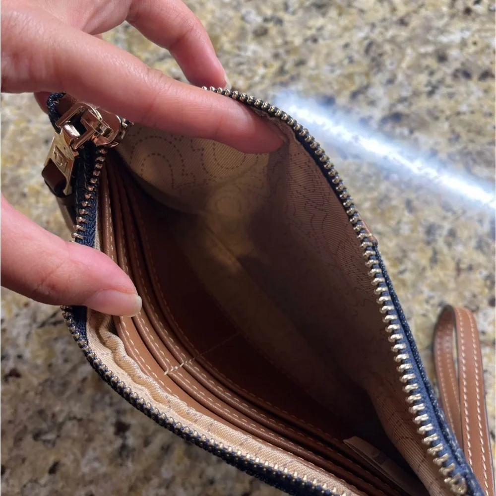True Religion Wristlet with Tan Trim
